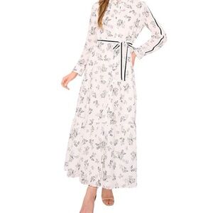 CeCe White Floral Long Sleeve Dress